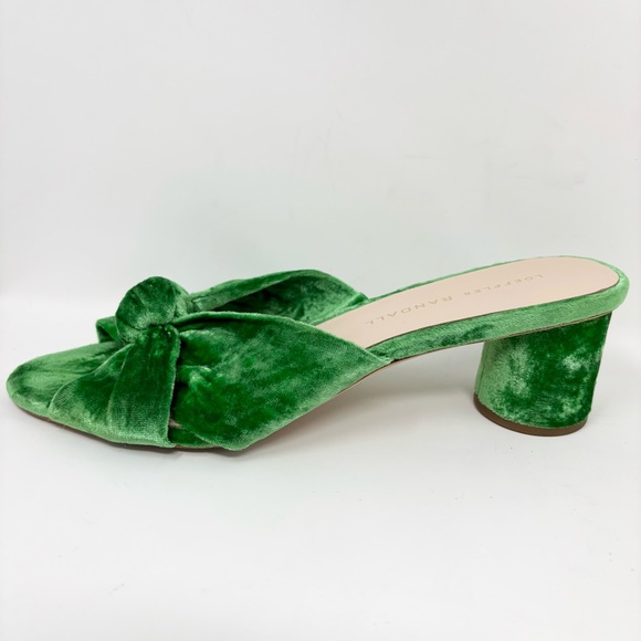 Loeffler Randall Celeste Velvet Knot Mid Heel Slide Sandals Green Size 6.5 - Picture 6 of 12